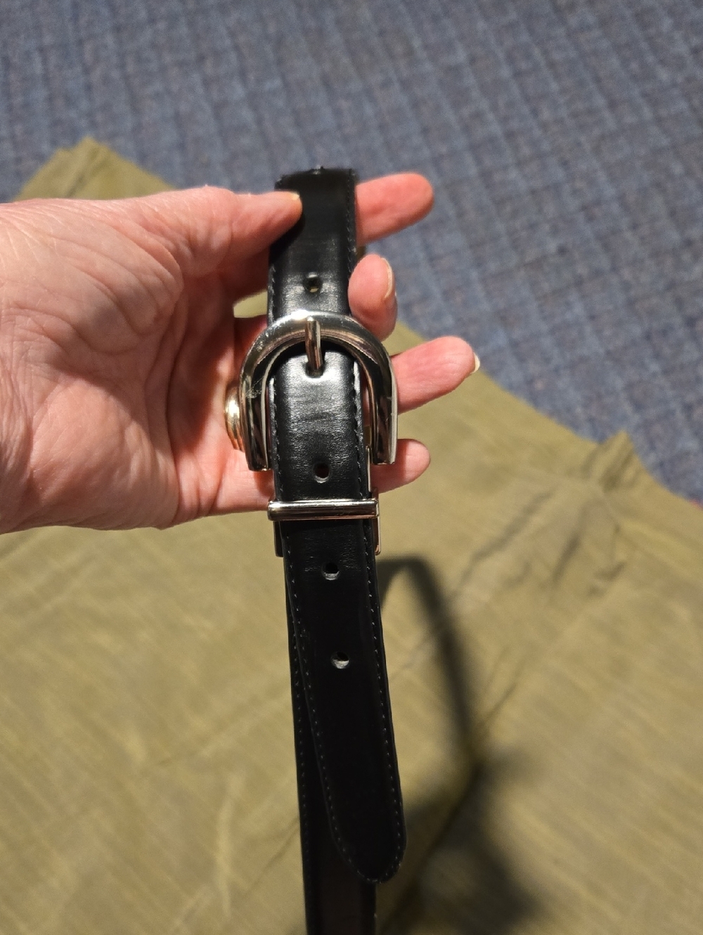 Belt with Rounded Silver Reversable Buckle